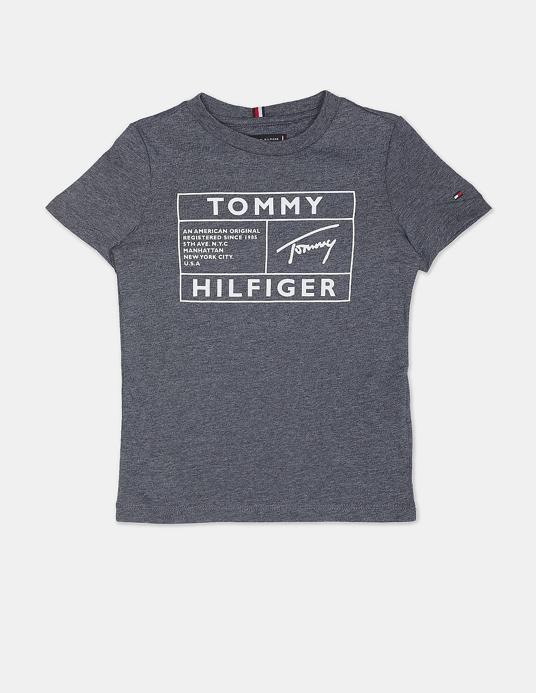 Buy Tommy Hilfiger Kids Boys Navy Blue Short Sleeve Reflective Flag T ...