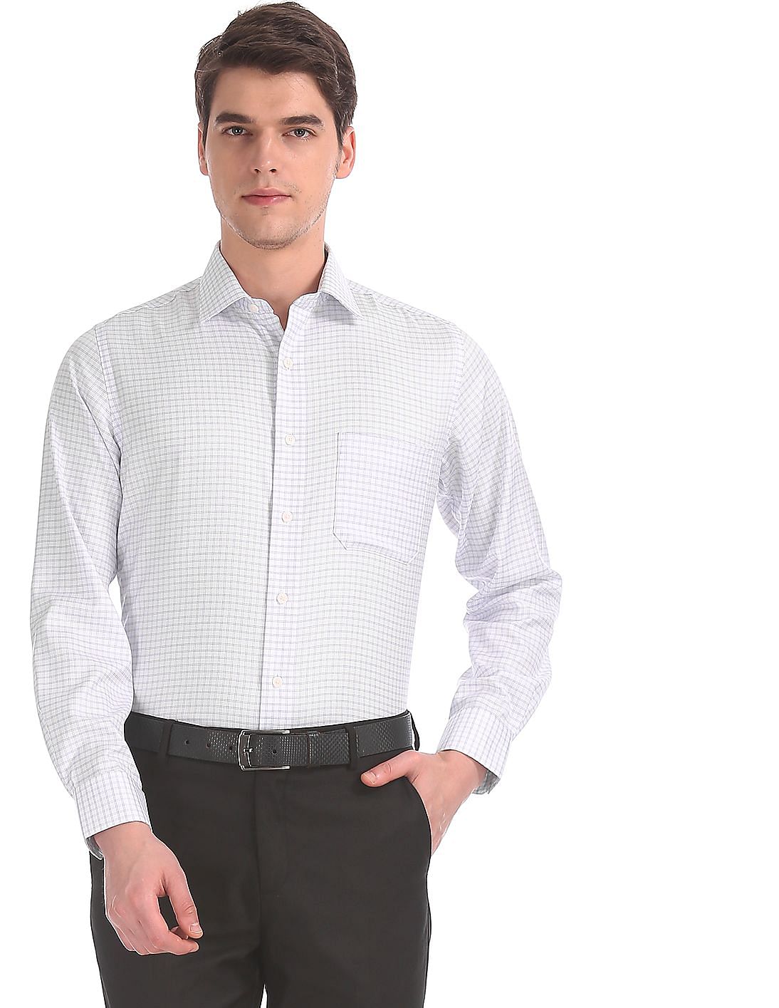 Buy Arrow White Regular Fit Check Shirt - NNNOW.com