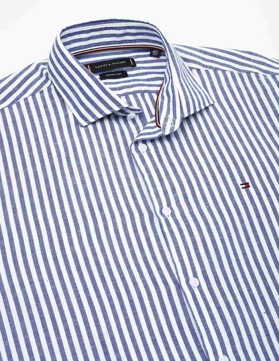 Buy Tommy Hilfiger Mens Blue Vertical Striped Shirt - NNNOW.com