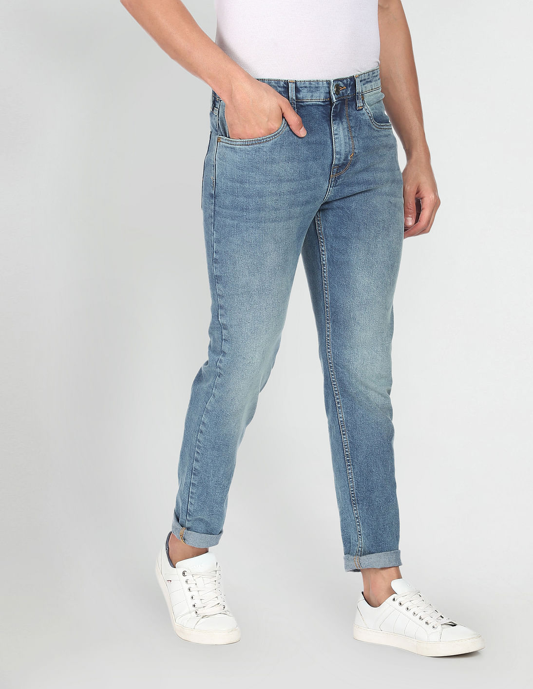 Buy Flying Machine Mid Rise Slash Slim Tapered Fit Jeans - NNNOW.com