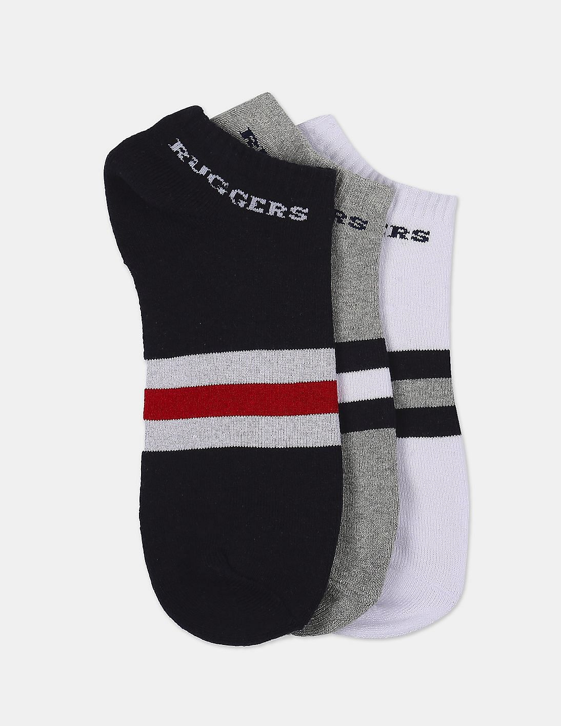 Buy Ruggers Men Assorted Ankle Length Striped Socks - Pack Of 3 - NNNOW.com
