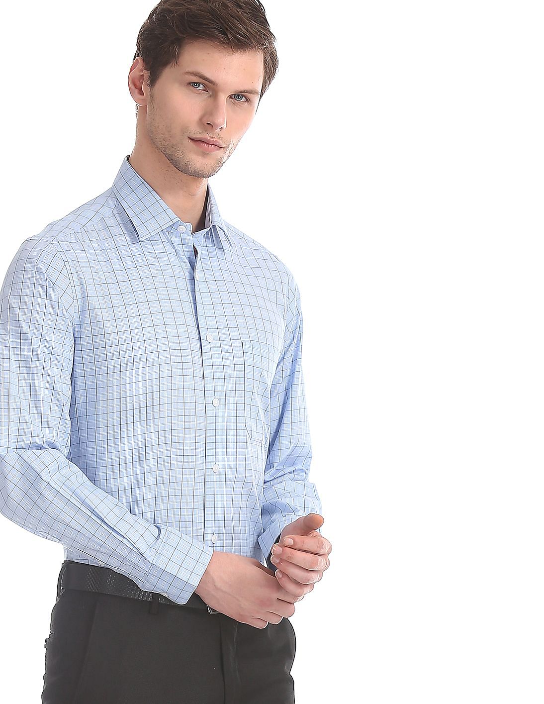 Buy Arrow Blue Regular Fit Check Shirt - NNNOW.com
