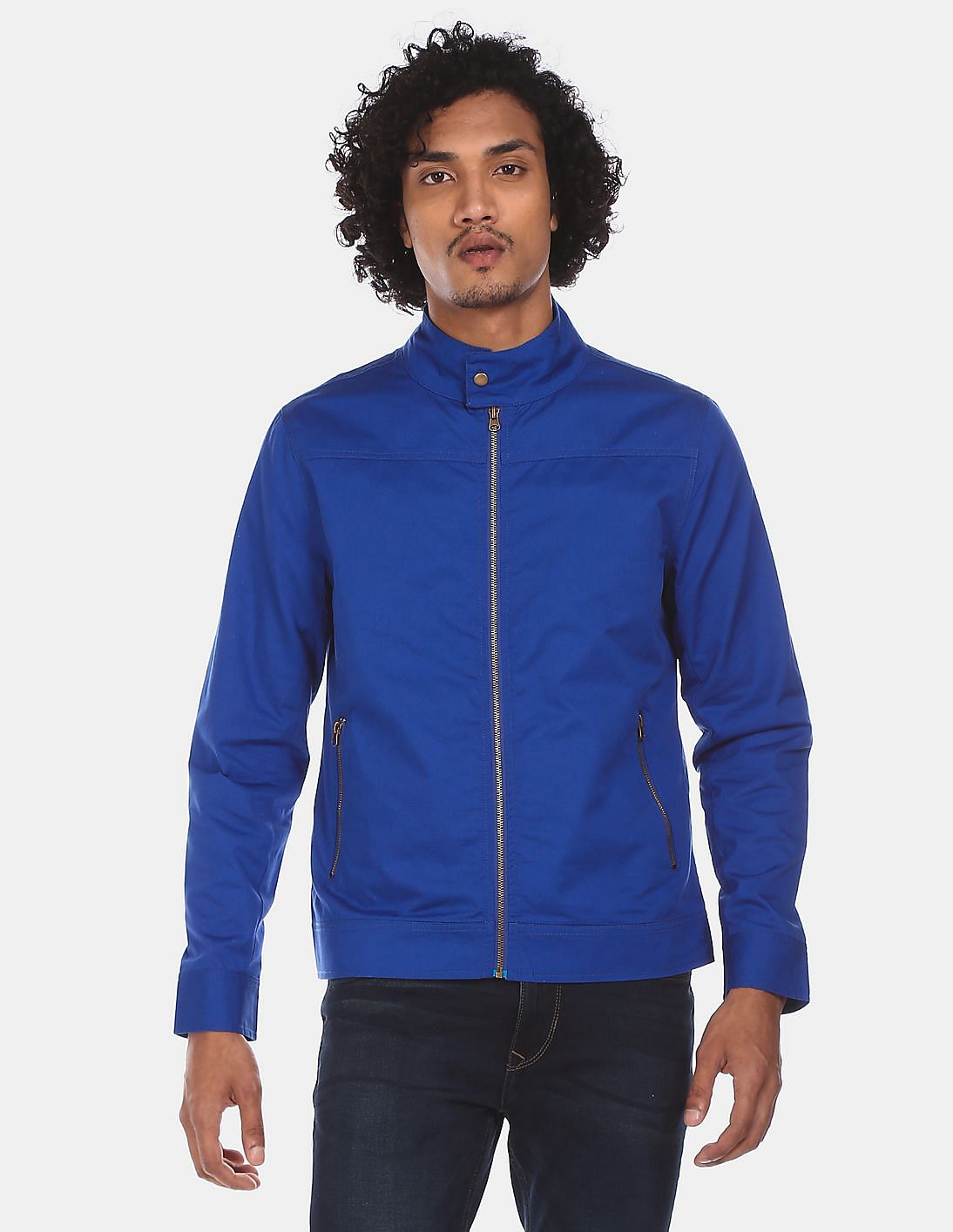 Blue discount zipper jacket