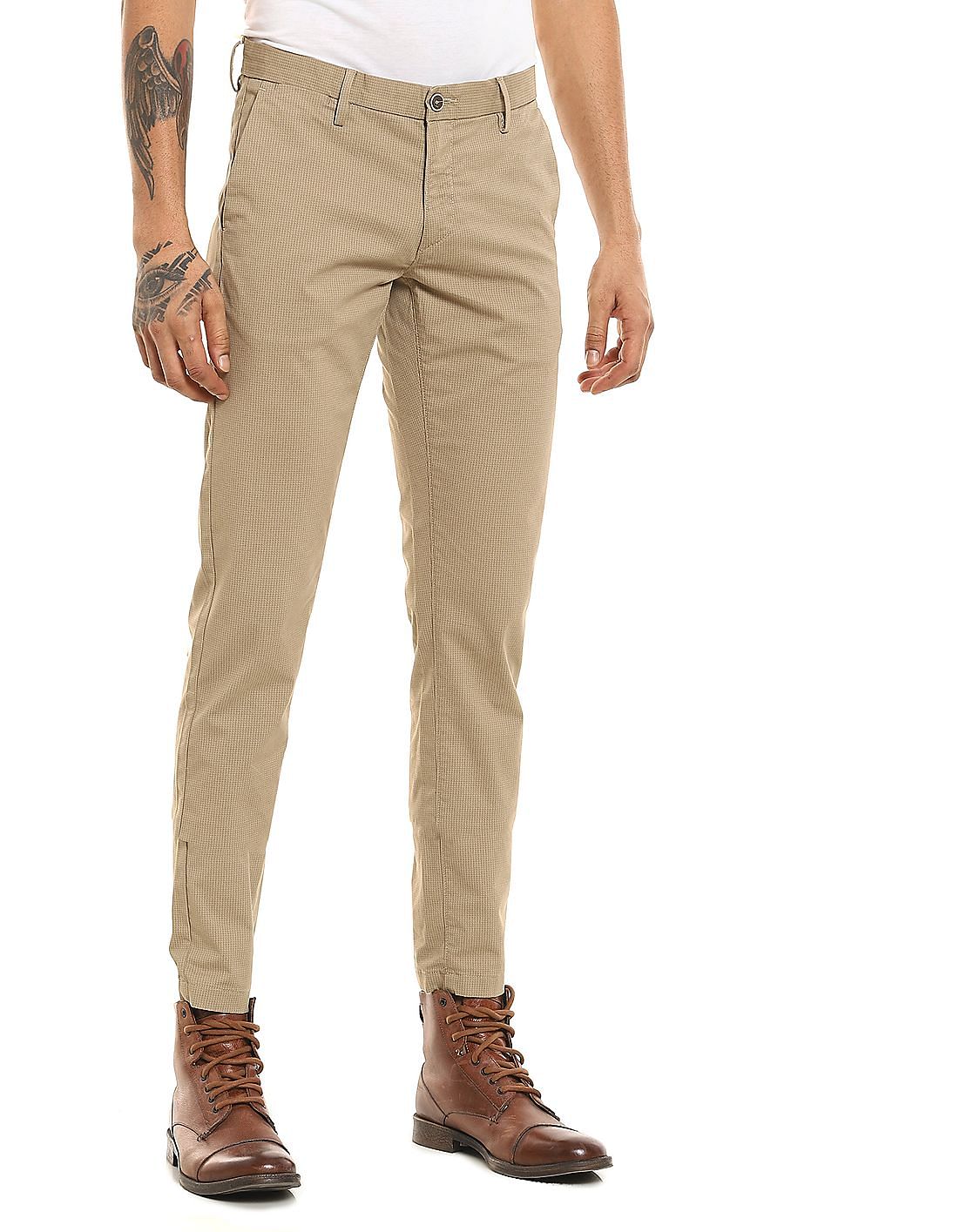 Buy U.S. Polo Assn. Flat Front Patterned Casual Trousers - NNNOW.com
