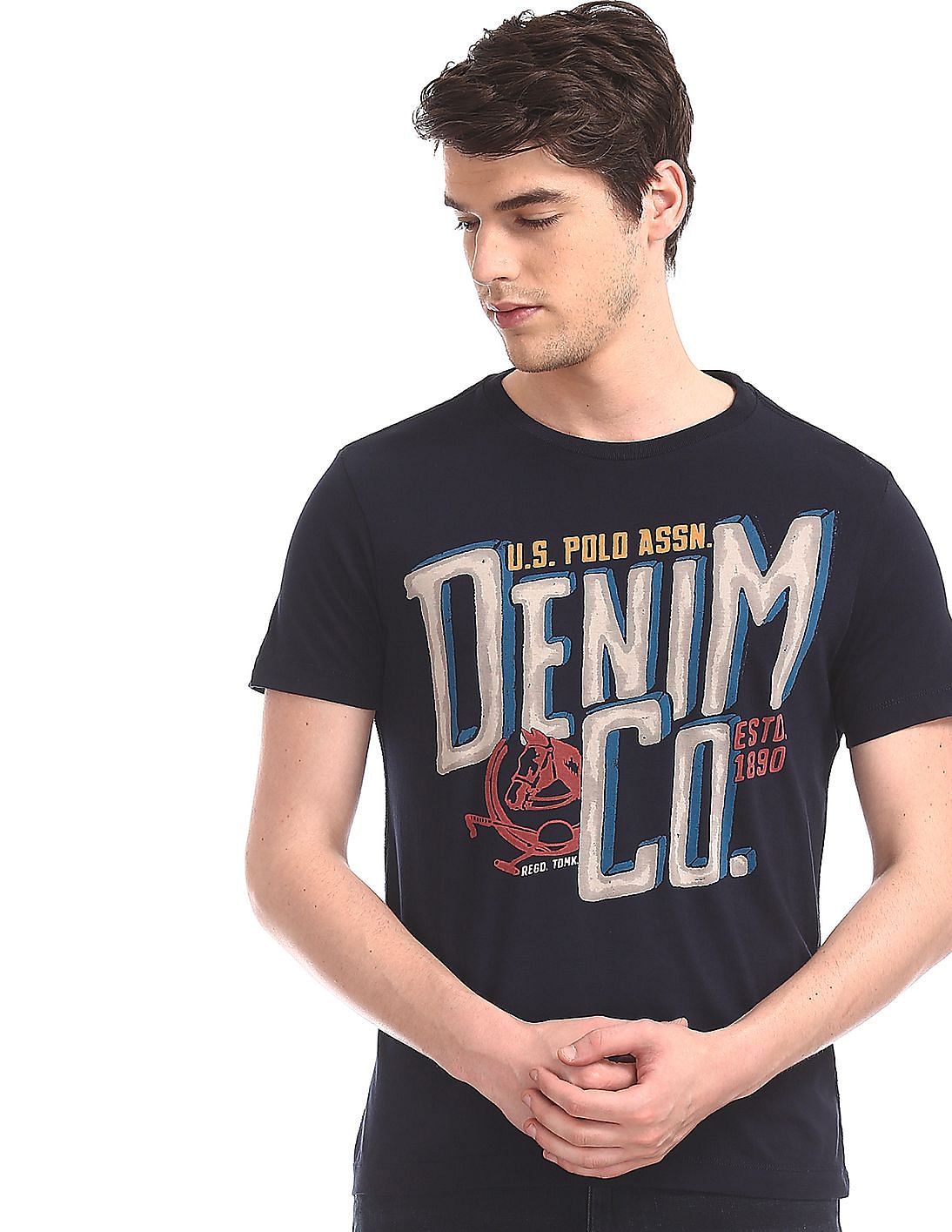 Buy Men Blue Crew Neck Printed T-Shirt online at NNNOW.com