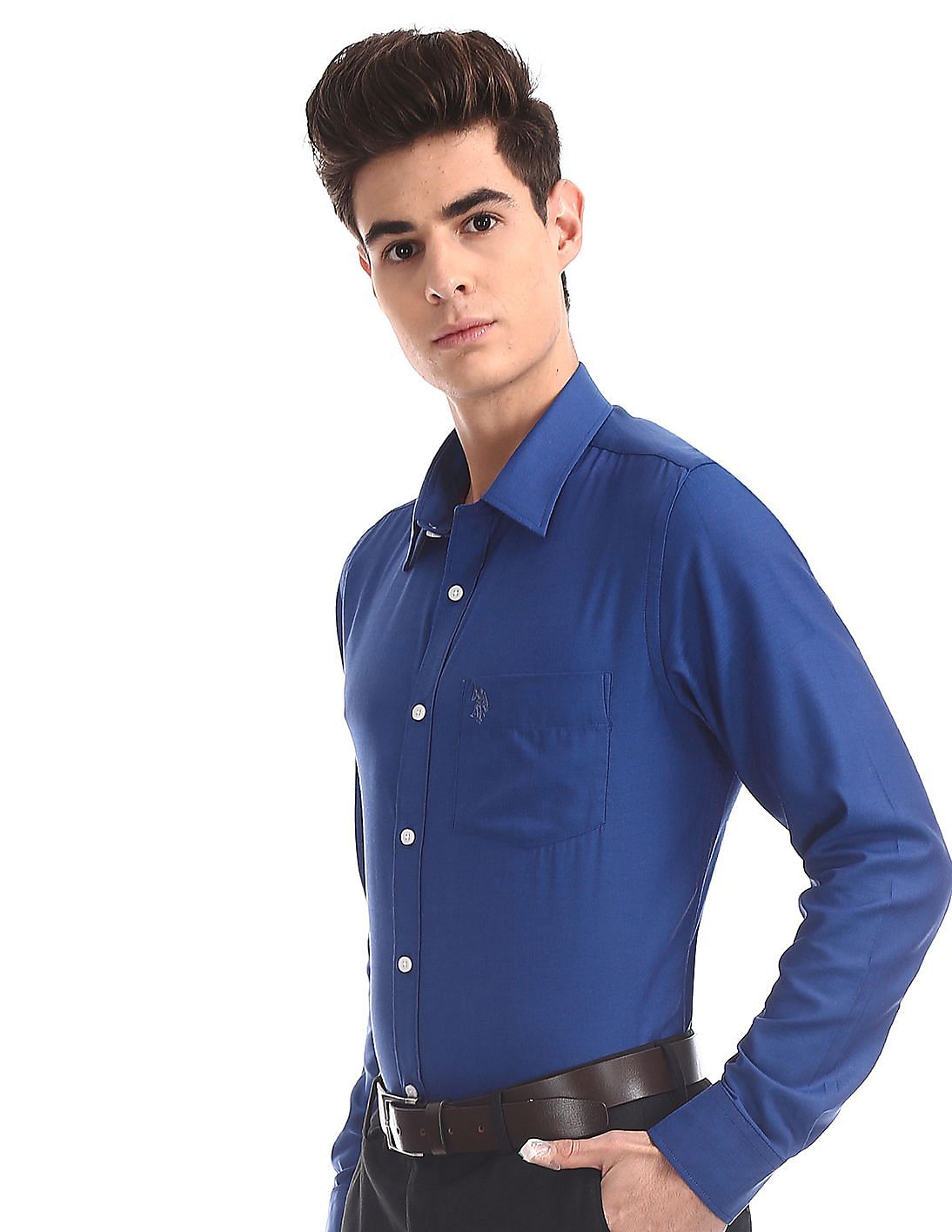 Buy Men Blue Tailored Regular Fit Patterned Shirt online at NNNOW.com
