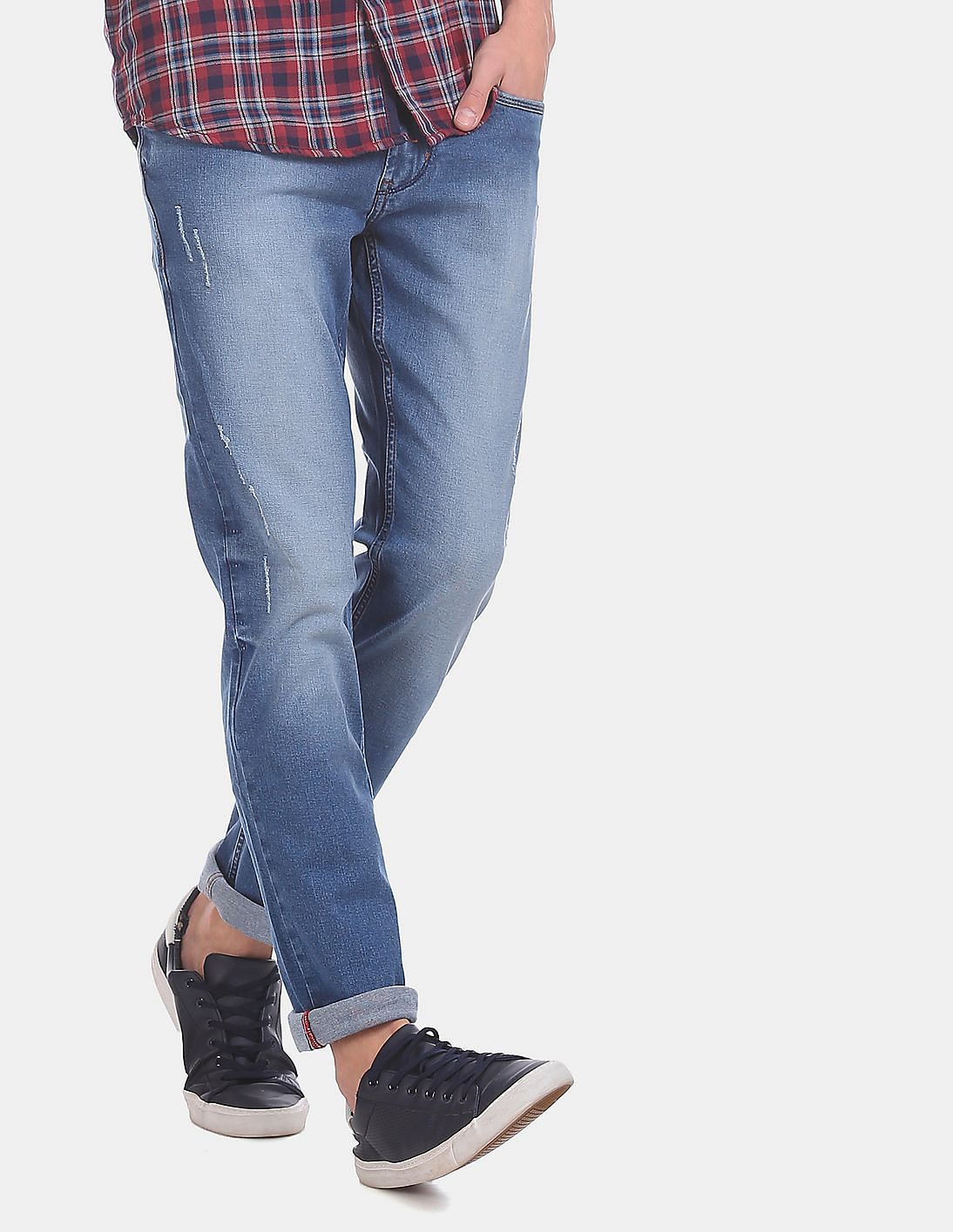 slim fit stonewash jeans