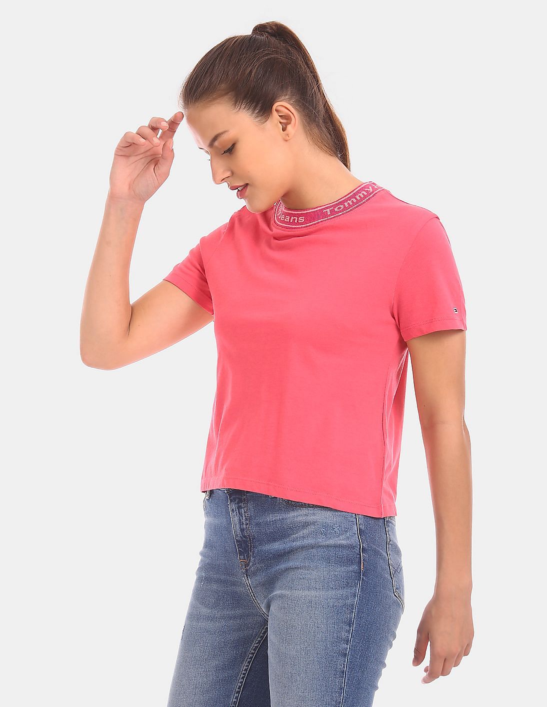 売れ筋商品|||トミーヒルフィガー カットソー トップス レディース Women's Cropped Cotton Crewneck T-Shirt Precious Pink 楽天市場】トミーヒルフィガー tシャツ レディース（カラー
