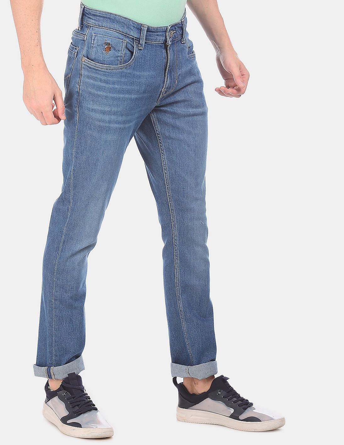 Buy U.S. Polo Assn. Denim Co. Men Blue Mid-Rise Slim Straight Fit Jeans ...