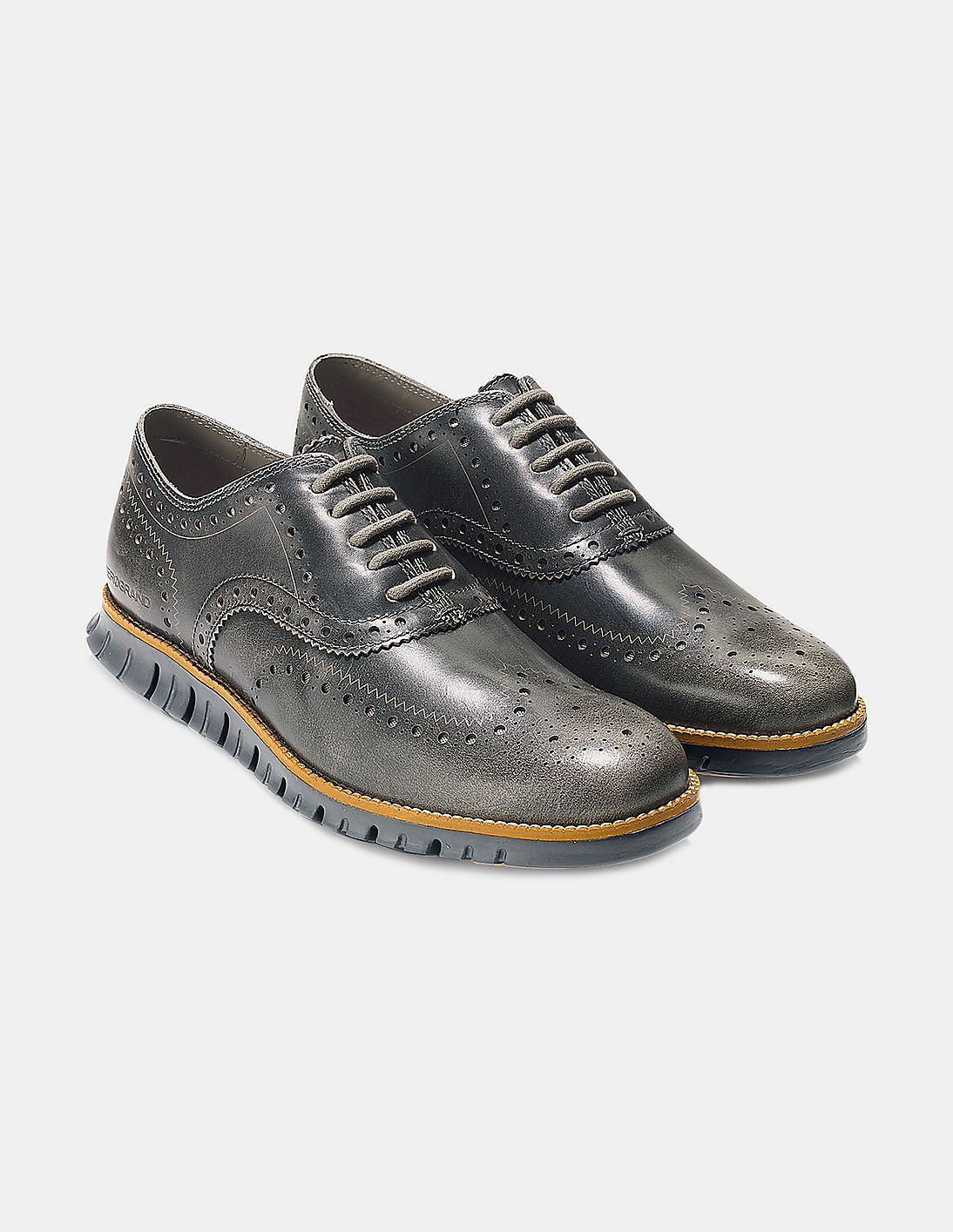 Buy Cole Haan Men Grey Zerogrand Wingtip Oxford Shoes