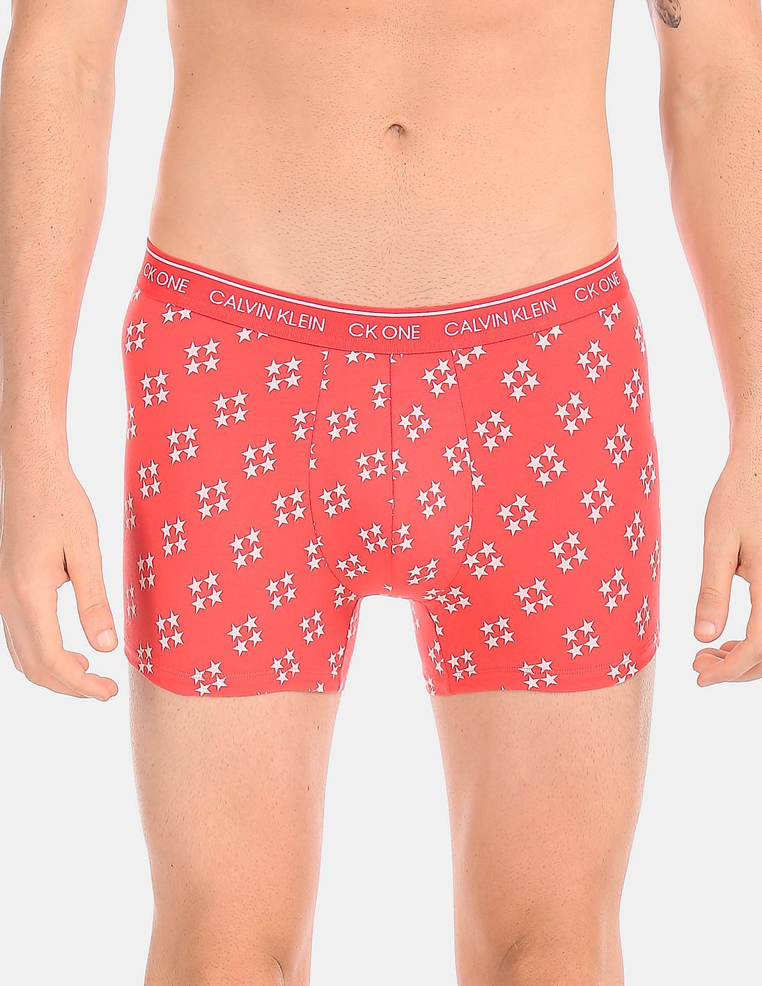Buy Calvin Klein Underwear Men Red CK One Allover Print Cotton Stretch  Trunks 