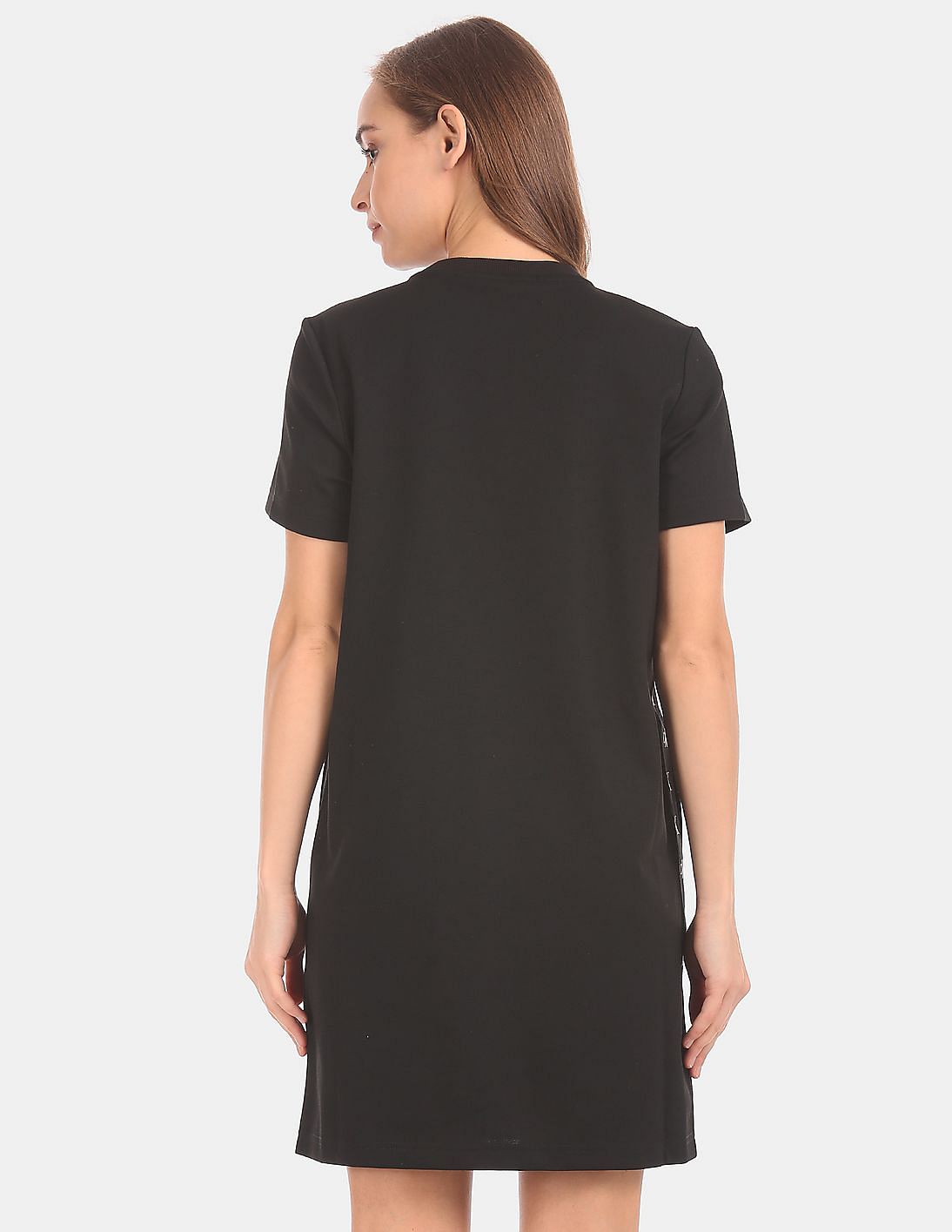 Buy Calvin Klein Logo Tape Rib Knit Body T-Shirt Dress - Calvin