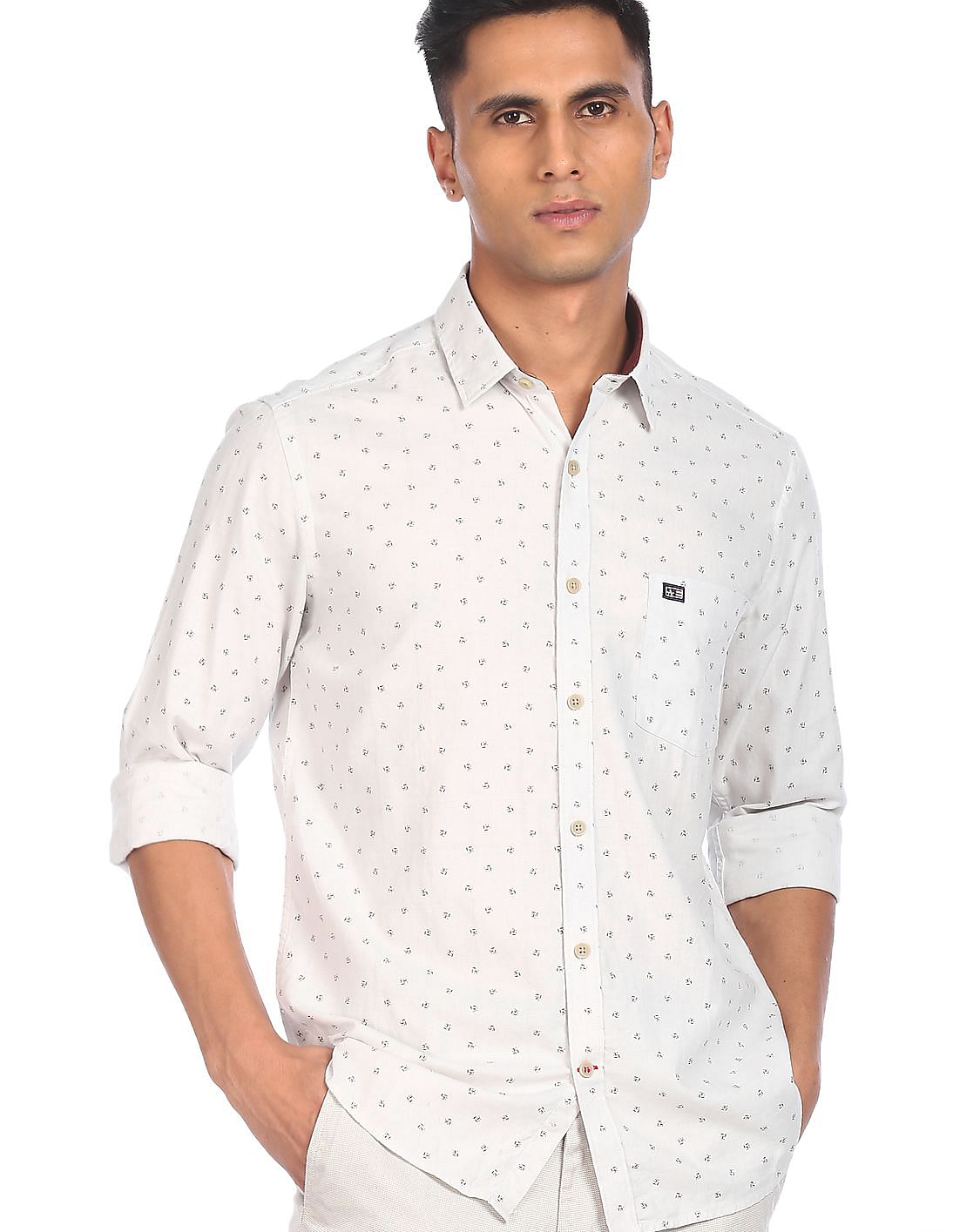 Buy Arrow Sports Spread Collar Printed Shirt - NNNOW.com