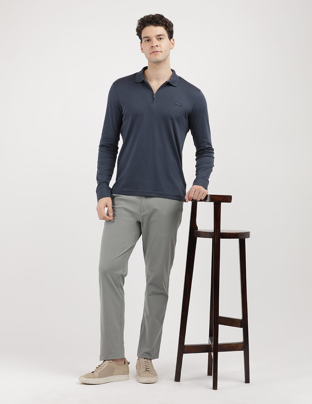 Buy Calvin Klein Jeans Liquid Touch Welt Zip Long Sleeve Polo