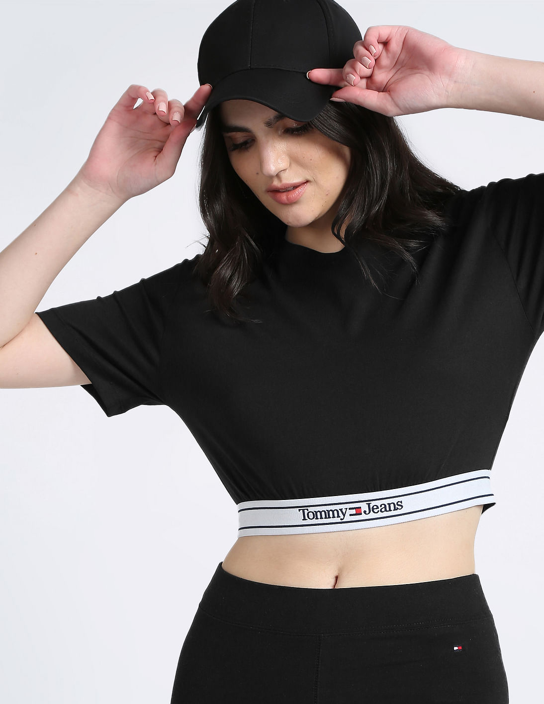 Buy Tommy Hilfiger Brand Logo Waistband Crop T-Shirt - NNNOW