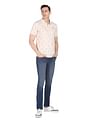 AD by Arvind Geometric Print Cotton Polo Shirt