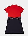 U.S. Polo Assn. Kids Girls Red And Navy Brand Tape Colour Block T-Shirt Dress
