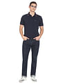 Arrow Sports Striped Collar Pique Cotton Solid Polo Shirt