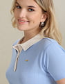U.S. Polo Assn. Women Contrast Collar Vertical Stripe Polo Shirt