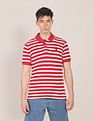 U.S. Polo Assn. Men Red And White Striped Cotton Pique Polo Shirt