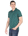 AD by Arvind Geometric Print Cotton Polo Shirt