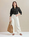 U.S. Polo Assn. Women Ruffled V-Neck Cotton Top