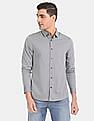 Calvin Klein Men Light Grey Slim Fit Dobby Casual Shirt