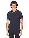 U.S. Polo Assn. Men Navy Striped Short Sleeve Polo T-shirt