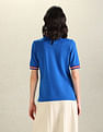 U.S. Polo Assn. Women Striped Collar Pique Polo Shirt