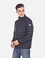 U.S. Polo Assn. Men Navy Stand Collar Quilted Jacket With Pouch