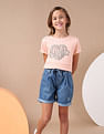 U.S. Polo Assn. Kids Girls Stud Detailed Relaxed Fit T-Shirt