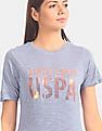 U.S. Polo Assn. Women Blue Slubbed Modal Jersey Printed T-Shirt