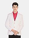 U.S. Polo Assn. Men Off White Single Breasted Patterned Weave Casual Blazer