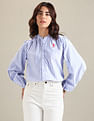 U.S. Polo Assn. Women Vertical Stripe Oxford Shirt