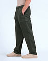 Flying Machine Solid Loose Fit Pleated Cargos