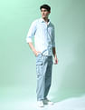 Flying Machine Vertical Stripe Pure Cotton Shirt