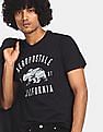 Aeropostale Men Black Brand Print Cotton T-Shirt