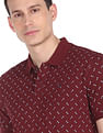 AD by Arvind Cotton Abstract Print Polo Shirt