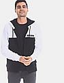 Calvin Klein Men Black And White Zip Up Colour Block Hoodie