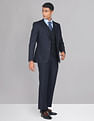AD by Arvind Tailored Regular Fit Solid Twill Three Piece Suit