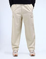 Flying Machine Solid Loose Fit Pleated Cargos