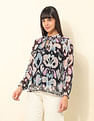 U.S. Polo Assn. Women Ruffle Neck Floral Printed Top
