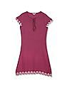 Aeropostale Women Purple Notch Round Neck Scalloped Hem Dress