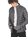U.S. Polo Assn. Men Grey High Neck Full Zip Solid Puffer Jacket
