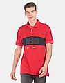 Aeropostale Men Red Short Sleeve Colour Block Pique Polo Shirt