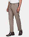 Tommy Hilfiger Men Light Brown Dobby Flex Flat Front Casual Trousers