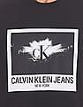 Calvin Klein Men Black Slim Fit Photo Box Logo T-Shirt