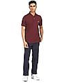 Aeropostale Men Maroon Cotton Solid Polo Shirt