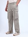 Flying Machine Relaxed Fit Solid Cargo Trousers