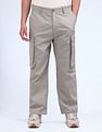 Flying Machine Relaxed Fit Solid Cargo Trousers